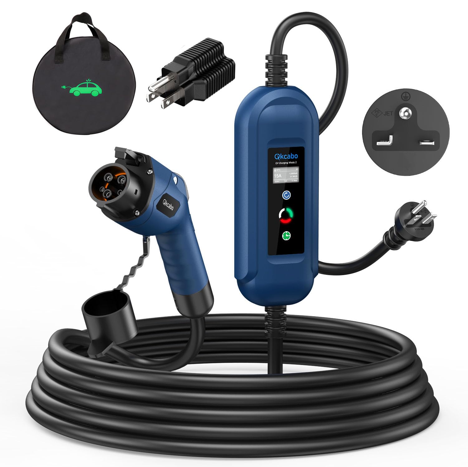 Qkcabo EV ポータブル充電器 100/200V対応 Amazon.co.jp: Qkcabo 3KW EV充電ケーブル 電気自動車用 SAE J1772規格